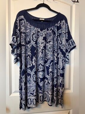 Avenue 22/24 Blue Paisley Stretch Blouse